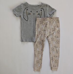 Old Navy Gray and Beige Bunny Pajama Set